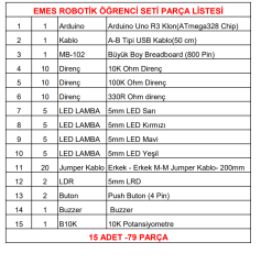 Arduino 79 Parça Öğrenci Geliştirme Seti