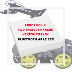 Emes Robotik Robot Kollu 4WD Engelden Kaçan Ve Çizgi Izleyen Bluetoothlu Araç Seti