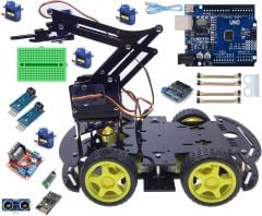 Emes Robotik Robot Kollu 4WD Engelden Kaçan Ve Çizgi Izleyen Bluetoothlu Araç Seti