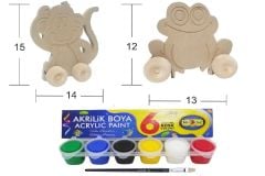 STEM Sevimli Kurbağa Ve Akıllı Maymun Boyama Seti (TEKERLEKLİ)