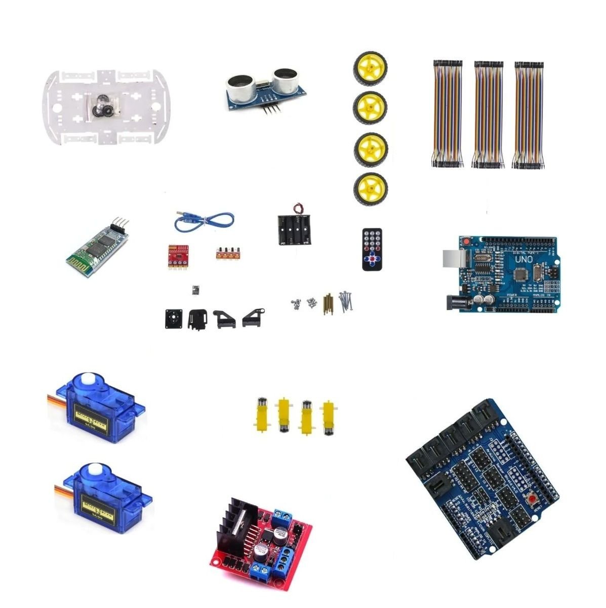Emes Robotik 4wd Arduino Araba Kiti Pan Tiltli Bluetooth Robot Araç Seti (ÖRNEK KODLAR HEDİYE)