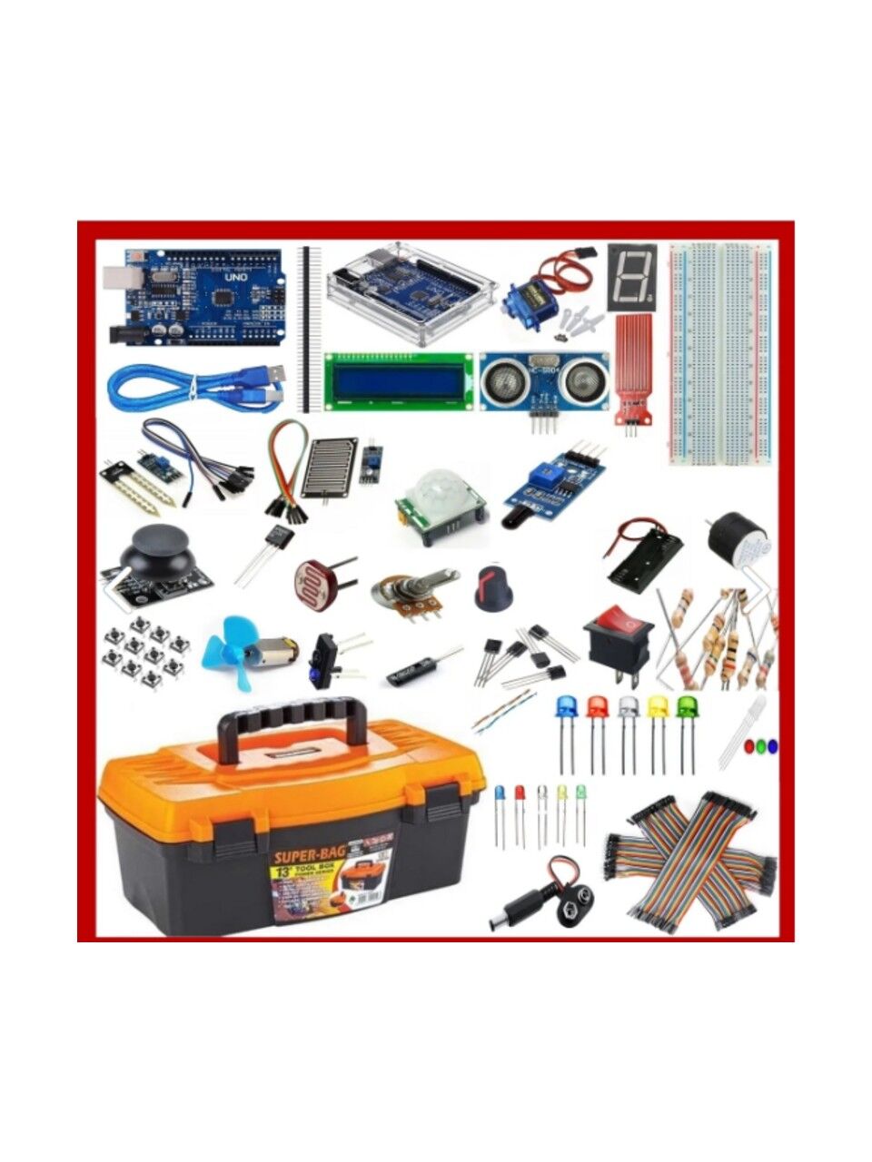 Arduino Uno R3 CH340G Başlangıç ve Kodlama Eğitim Seti – 51 Parça, 220 Adet