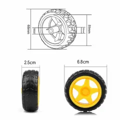 65mm Plastik Robot Tekerleği (SARI TEKERLEK)