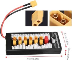 XT60 LiPo Paralel Şarj Kartı (2S-6S) - 6 Çıkışlı, XT60 Beslemeli