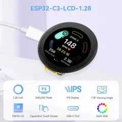 Elecrow CrowPanel ESP32 1.28'' 240x240 Yuvarlak IPS Kapasitif Dokunmatik Ekran