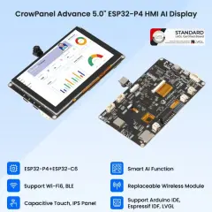 Elecrow CrowPanel Advanced 5'' ESP32-P4 HMI AI Dokunmatik IPS Ekran 800x480 Wi-Fi 6