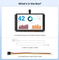 Elecrow CrowPanel Advanced 5'' ESP32-P4 HMI AI Dokunmatik IPS Ekran 800x480 Wi-Fi 6