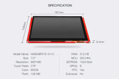 Nextion 7.0 Inch Intelligent Series HMI Rezistif Dokunmatik Ekran – NX8048P070-011R